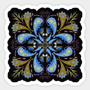 Blue Paisley Floral Design Sticker